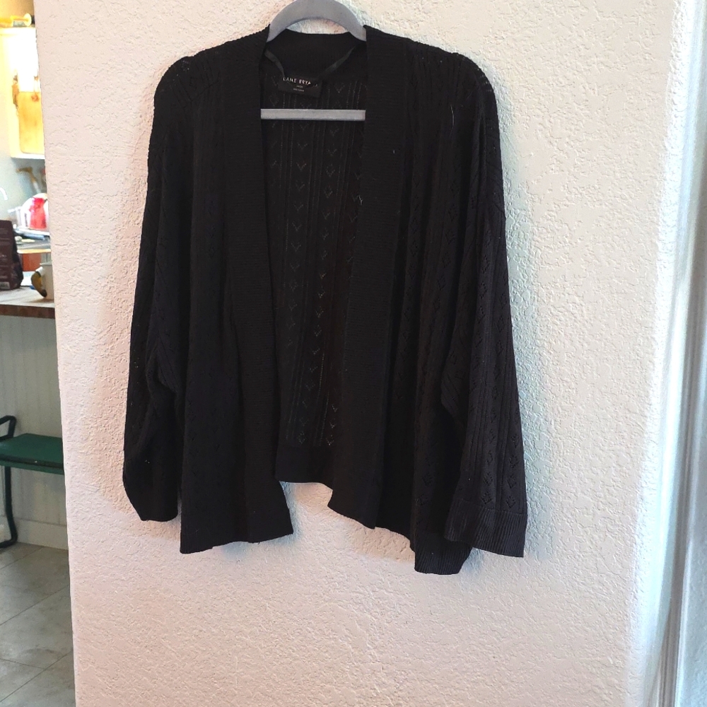 Lane Bryant Open Front Textured Cardigan – Black | 26/28